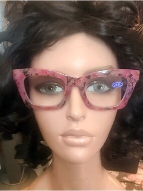Large Frame Blue light 2.50 power Pink Floral Reading Eyeglasses